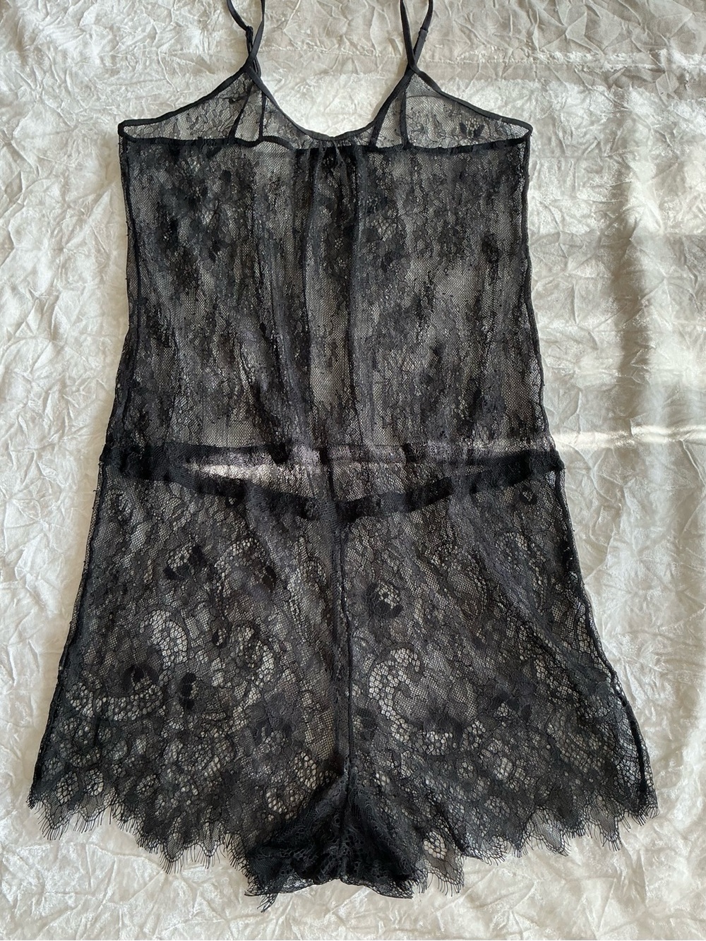 Sheer Black Lace Romper Bodysuit - Women's Intimates